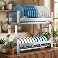 Étagère de rangement pour vaisselle de cuisine moderne, empilable, en acier inoxydable 304, résistante à la corrosion, double étanchéité, gain de place, longue durée de vie