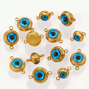 Colgante de Doble Cara con Ojo Turco en Acero Inoxidable con Baño de Oro PVD de 18K |   Amuleto de Protección de la Suerte, Joyería DIY |   A la moda - Product Image 1