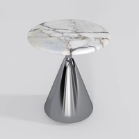 Ensemble de tables basses élégantes et modernes pour salon, table d'appoint en acier inoxydable avec plateau en marbre, meubles pour la maison