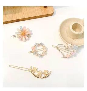 Go Party 4 unids/set flor corazón pinza de pelo conjunto corazón Luna flor diamantes de imitación perla horquillas para mujeres niñas accesorios para el cabello - Product Image 3