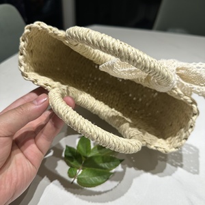 Bolso de paja retro de gran capacidad para mujer, estilo retro, de moda, con dos correas, de encaje, para invierno, tendencia transfronteriza, estilo celebridad de internet - Product Image 4