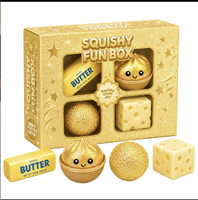 4-Piece Mystery Squishy Box Graduation Fidget Toy Set with Malt Flour Dumpling Cow Butter Pack Design Blind Box