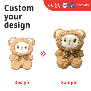 Peluche Personalizzato <span class=keywords><strong>Gatto</strong></span> Carino in <span class=keywords><strong>Costume</strong></span> da Orso, Morbido Gattino Imbottito con Fiocco a Quadri, Decorazione Accogliente per la Camera da Letto, Regalo di Compleanno per Ragazze - Product Image 1