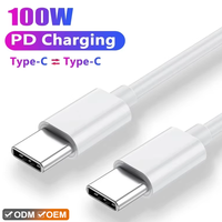 Cable USB C a USB C de 1M 2M con Logotipo OEM, 20V 5A, 100W, Chip E-Mark, Cargador Rápido de 100W para Teléfono y Portátil
