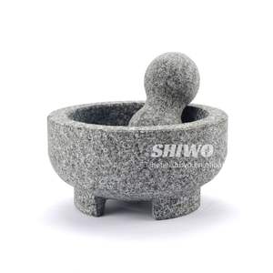 <span class=keywords><strong>Venta</strong></span> caliente Heavy Duty Molcajete Bowl Mármol natural Granito <span class=keywords><strong>Piedra</strong></span> Maja Y Mortero Y Maja - Product Image 2