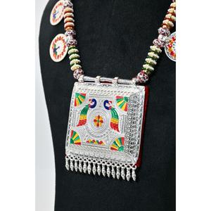 Plaster Hamel Vintage Necklace with Crystal Rhinestone Chain Floral Pendant Women's Wedding & Religious Ceremony Jewelry - Product Image 3