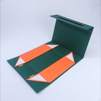 Maßgefertigte Grün-Orange Magnetverschluss-Faltschachtel mit Ledergriff Ideal für Luxus-Geschenkverpackungen und Premium-Produktverpackungen