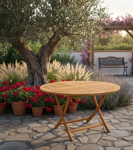 Table de repas ovale polyvalente en teck pour l'extérieur avec extension, idéale pour les jardins, les patios et les environnements de villégiature - Product Image 5