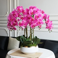 LUYI Kunstmatige Orchidee in Pot Realistisch Vlinderorchidee Arrangement met Keramische Pot voor Huis Hotel Bruiloft Decoratie