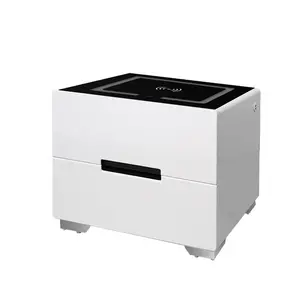 Nightstands double drawer fingerprint code lock bedside table with wireless charging light multi-functional bedside cabinet