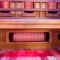 Sauna de infrarrojos de espectro completo de madera de hemlock canadiense para interiores y exteriores 2026, con luz roja, toallero y portavasos