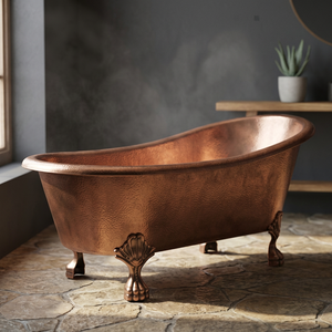 Freestanding Oval Luxury Copper Bath <b>Tub</b> Antique Brown Claw Foot Handcrafted for Adults Bathroom Spa - Product Image 3