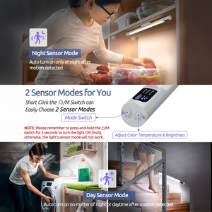 LED Cabinet <b>Light</b> with Digital Display, 3 Color Modes, Stepless Dimming PIR Motion <b>Sensor</b> Wardrobe Cupboard Lighting - Product Image 4