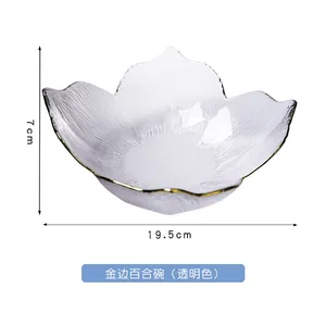 Bol à salade créatif japonais or Phnom Penh pétales bol à glace en verre clair salon maison bol à fruits assiette à fruits vaisselle - Product Image 6