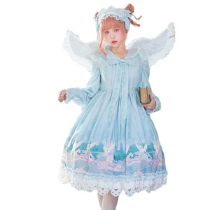 Lolita Dress Pink Purple Blue Empire Waist Peter Pan Collar Printed Candy Color Party JSK OP Plus Size - Product Image 4