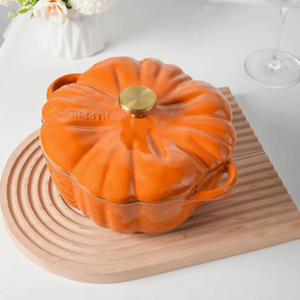 Pumpkin Enamel Cast Iron Cookware Sets Mini Dutch Oven Belly <strong>Pot</strong> Set Enameled <strong>Stew</strong> <strong>Pot</strong> Soup <strong>Pot</strong> for Braising Baking Home - Product Image 3