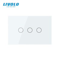 Livolo - Vente d'usine - Interrupteur tactile 3 gangs 2 voies de haute qualité - Panneau en verre cristal 119*78mm - 100-240V 10A 50-60HZ - Certifié RoHS CE