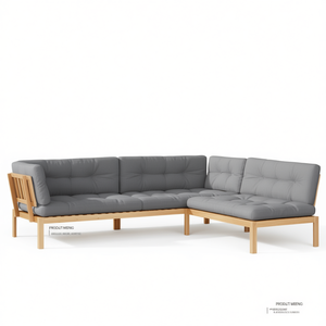 Ensemble de canapés de jardin en bois d'acacia massif, polyester gris, mobilier d'extérieur, design moderne, résistant aux intempéries, 6 places - Product Image 1