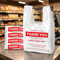 Sacs de courses promotionnels en plastique avec poignées gilet, logo personnalisé pour l'emballage des supermarchés et des épiceries