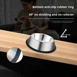 ชามอาหารสัตว์เลี้ยงสแตนเลสกันลื่น รูปทรงโค้งมน เป็นมิตรกับสิ่งแวดล้อม สีและลวดลายที่สามารถปรับแต่งได้ อุปกรณ์สำหรับสัตว์เลี้ยง - Product Image 4