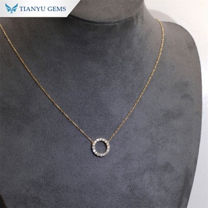 Tianyu Gems Round DEF VVS1 Moissanite Diamonds 2,0mm 14K Oro amarillo con collar de cadena de 45cm para mujer - Product Image 4