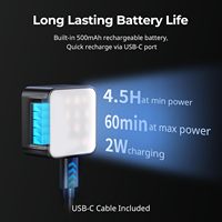 Mini lampe vidéo LED magnétique avec USB Type-C pour caméras d'action, température de couleur 3000K-6000K, luminosité à 2 niveaux