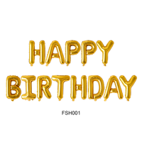 Fungram Ensemble de ballons en aluminium gonflables à l'hélium pour fête, 16 pouces, lettres de l'alphabet Joyeux Anniversaire, bannière argentée et dorée