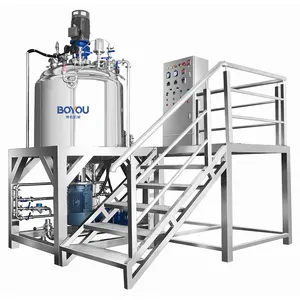 200l High Quality SS316l Vacuum Homogenizer Jacketed Mixer Cosmetic Lotion Emulsifying Mixing Tank