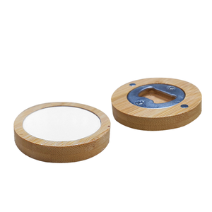 Décapsuleurs ronds en bambou vierges pour sublimation avec insert métallique pour designs personnalisés – Vente en gros - Product Image 1