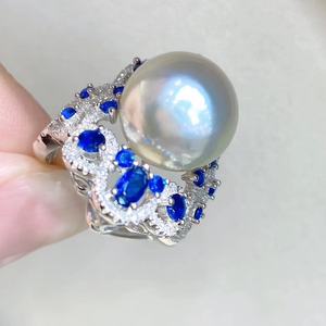 แหวนมุกแท้สีขาว ขนาด 13-14 มม. แบบไมโครเพฟ ไร้ตำหนิ ดีไซน์หลากหลาย สินค้าใหม่ประจำฤดูใบไม้ผลิ-ฤดูร้อน แถมฟรีแหวนแฟชั่น - Product Image 1