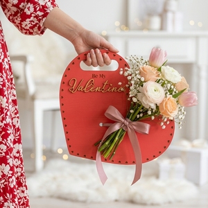 Porta Ramos de Madera Rosa Romántico con Letras para el Día de la Madre, San Valentín, Decoración Floral - Product Image 3