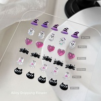Breloques d'ongles 3D en résine mignonnes pour Halloween, 50 pièces par sachet, motifs chapeau magique et fantôme cœur de dessin animé pour décorations DIY d'art des ongles