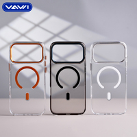 VAWI B086 Housse de protection mobile transparente antichoc avec lentille Cadre en métal I Coque de téléphone pour iPhone 17 16 15 14 13 Pro Max