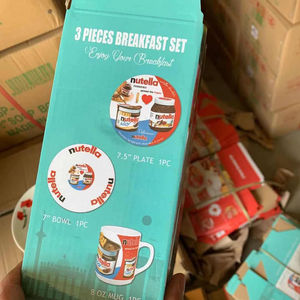 Vajilla de cerámica blanca con dibujos animados para niños, juego de cena para <span class=keywords><strong>desayuno</strong></span> con plato, Bol, taza, 3 uds. - Product Image 6