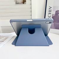 Casing Pelindung Kulit PU Putar 360 Derajat untuk iPad Air 5/6/7/8/10/11 Pro, Stand Tablet Bisnis dengan Fitur Sleep/Wake, Lipat Tiga