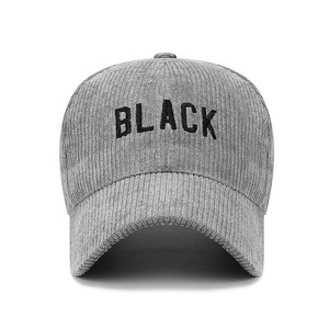 Unisex Corduroy <b>Baseball</b> <b>Cap</b> Gray Letter Print Sun Protection Warmth Fit - Product Image 3