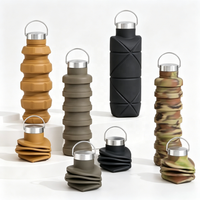 Bouteille d'eau pliable en silicone 500 ml, sans BPA, étanche, moderne, résistante à la chaleur, sans danger pour les aliments, avec mousqueton, pour le sport et les voyages