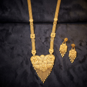 Gold Plated Forming Long Necklaces, Wedding Season Traditional Jewelry Gift for Women Copper & Brass Chapado En Oro Oro Laminado - Product Image 5