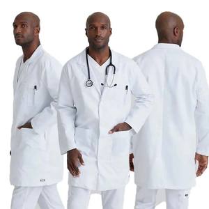 Bata de laboratorio de punto impresa personalizable para el personal médico Spandex SMS PE OEM Uniformes de hospital Bata de enfermera médica - Product Image 2