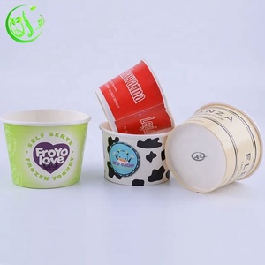 Vous chuang <span class=keywords><strong>Vanille</strong></span> crème glacée tasse avec couvercle en plastique papier - Product Image 5