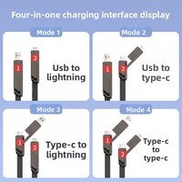 Kabel Anyaman 100W 4-in-1 USB-A/USB-C//Micro-USB Pengisian Daya Super Cepat Transfer Data untuk Ponsel (iPhone Android)