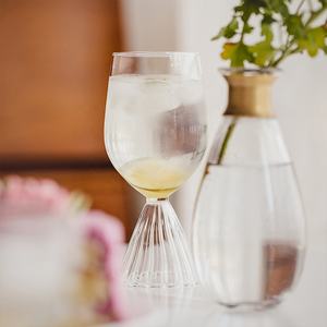 Verres à <span class=keywords><strong>vin</strong></span> rouge à pied transparents de 12 oz, verres à cocktail avec base en dentelle rayée - Product Image 5