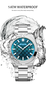 Moda cristal Mineral luminoso impermeable 316 reloj de acero inoxidable presión de aceite hombres relojes reloj mecánico de lujo - Product Image 4