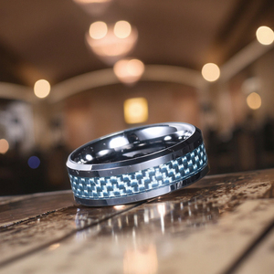 Bán buôn thời trang Tungsten Nhẫn Inlay màu xanh sợi Carbon phong cách cổ điển cho engagement Party kỷ niệm đồ trang sức - Product Image 2
