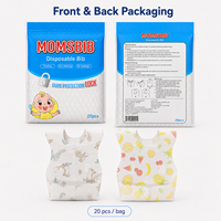 MOMSBIB Lot de 20 bavoirs pour enfants en tissu non tissé, sans BPA, imperméables, anti-déversement et anti-salissures, pour l'alimentation, 13-36 mois