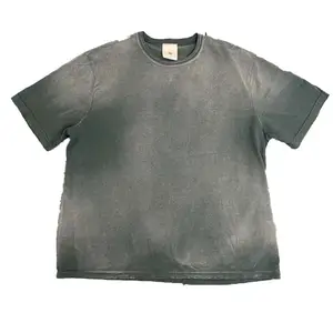 Hochwertige Bulk Eco Friendly Blank Übergroße Unisex Säure gewaschen verblasst Distress T-Shirts Vintage gewaschenes T-Shirt