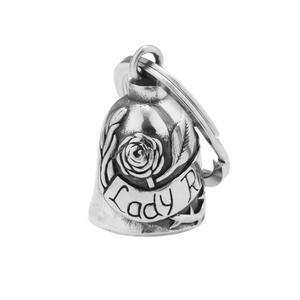 Porte-clés en métal en gros, motif rose, ange gardien argenté, cloche de moto, porte-bonheur, pendentif conduite en toute sécurité, accessoires pour femmes - Product Image 3