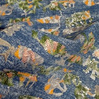 Tissu en jean brodé de sequins à motif animalier, vente en gros d'usine, jean brodé personnalisé pour vêtements et robes