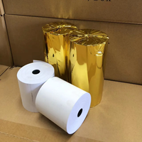 Rouleaux de papier thermique unique caisse enregistreuse papier POS Machine noyau en plastique papier thermique or emballage or 80x80mm taille accepter OEM