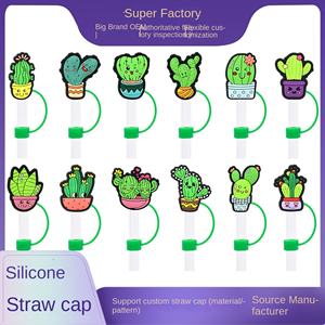 En gros, capuchon anti-poussière décoratif en silicone de 10 mm, motif dessin animé chapeau de paille, pour cactus décoratif et accessoires de bar détachables - Product Image 2